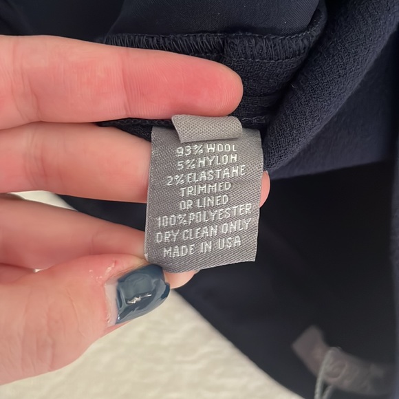 NWT LelaRose Wide-Legged Navy Wool Trousers Size 12 - Picture 3 of 3